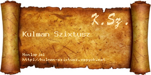Kulman Szixtusz névjegykártya